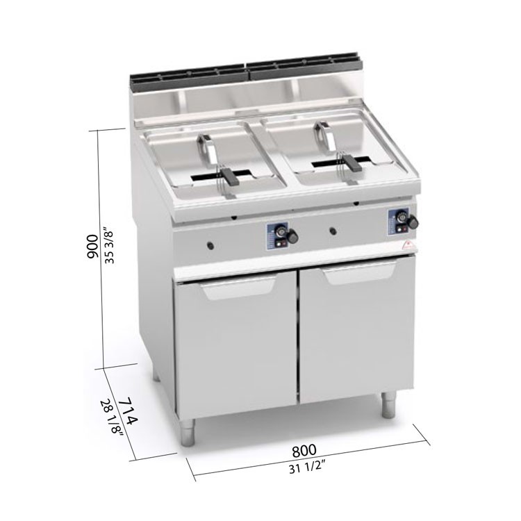 FREIDORA 10+10L GAS MUEBLE FONDO 70