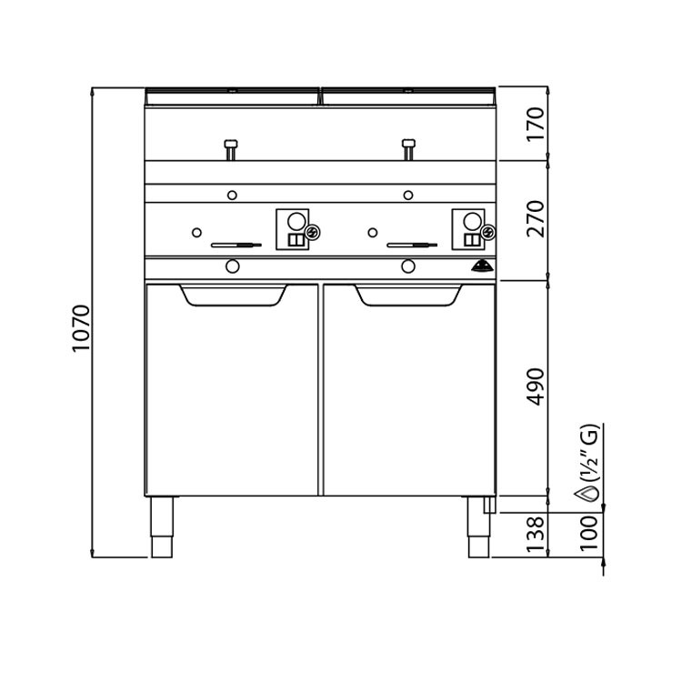 FREIDORA 10+10L GAS MUEBLE FONDO 70