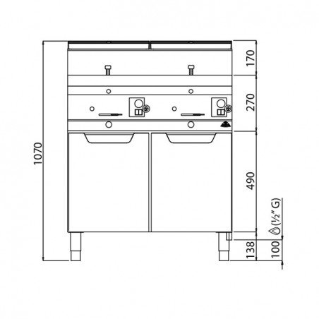 FREIDORA 10+10L GAS MUEBLE FONDO 70