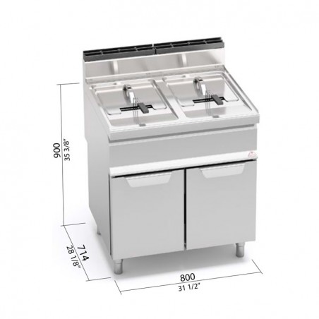 FREIDORA 15+15L GAS MUEBLE FONDO 70