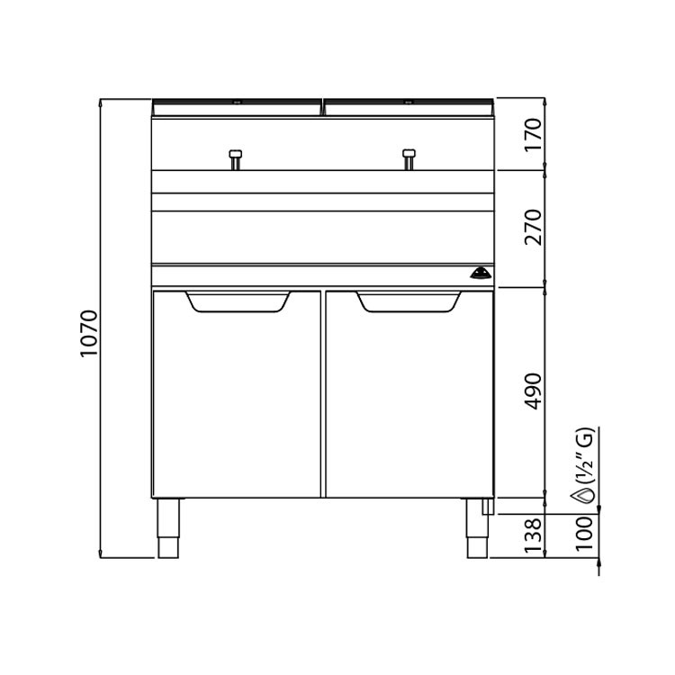 FREIDORA 15+15L GAS MUEBLE FONDO 70