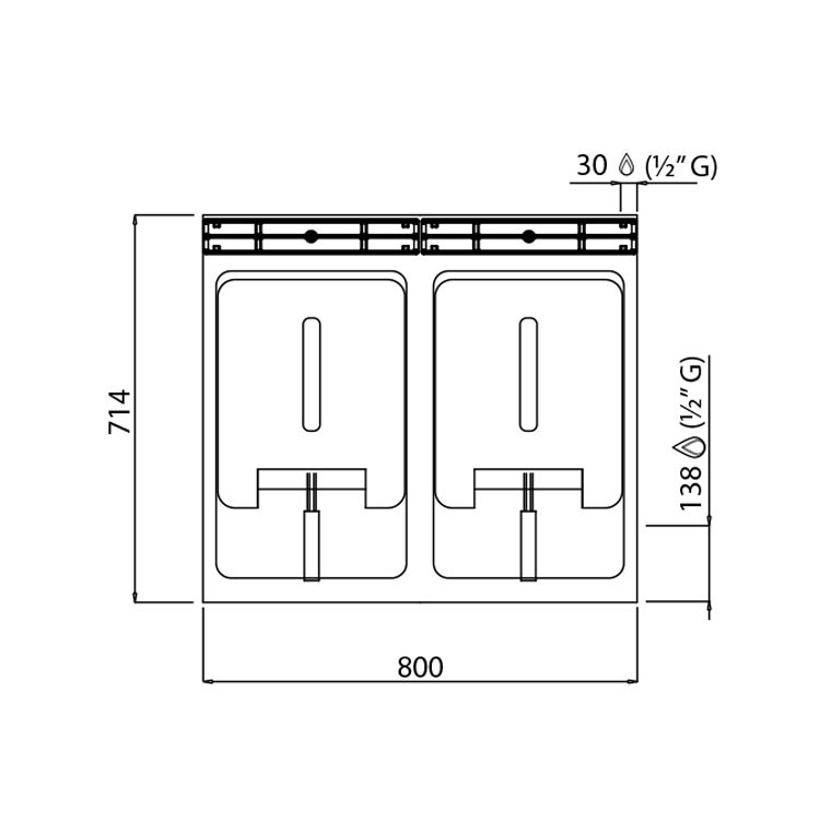 FREIDORA 15+15L GAS MUEBLE FONDO 70