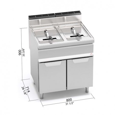 FREIDORA 20+20L GAS MUEBLE FONDO 70