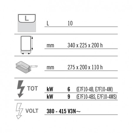 FREIDORA 10L ELÉCTRICA SOBREMESA FONDO 70
