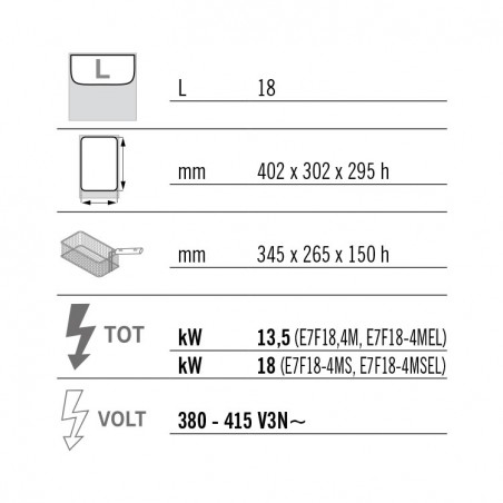 FREIDORA 18L ELÉCTRICA MUEBLE FONDO 70