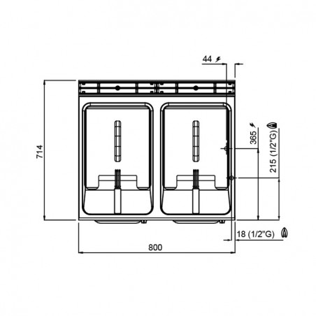 FREIDORA INDIRECTA 18+18L GAS MUEBLE F.70