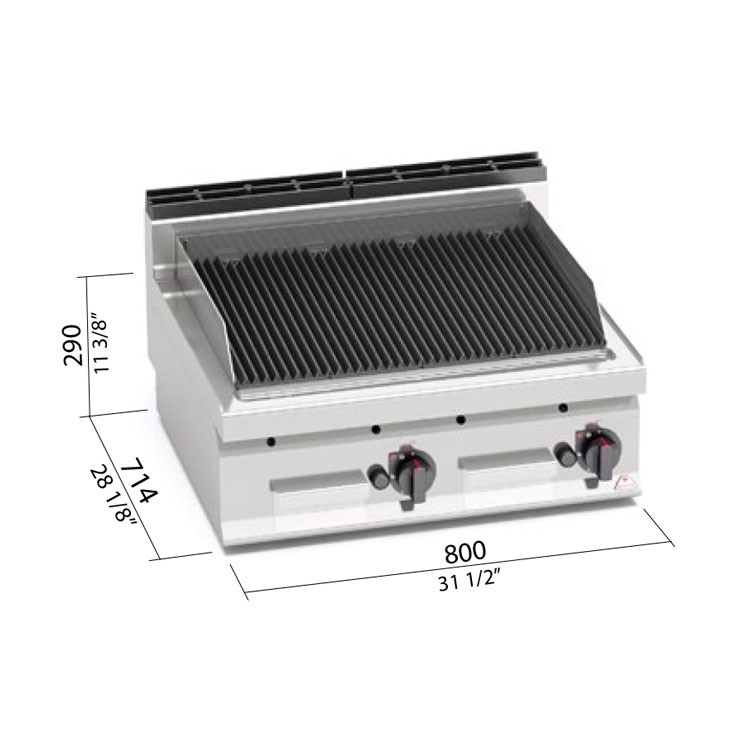 BARBACOA GAS 800X700 P. VOLCÁNICA SOBREMESA