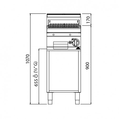 BARBACOA GAS 400X700 P. VOLCÁNICA MUEBLE