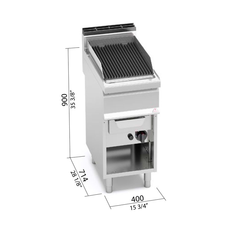 PARRILLA FONDO DE AGUA GAS 400X700 MUEBLE