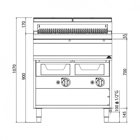 PARRILLA FONDO DE AGUA GAS 800X700 MUEBLE