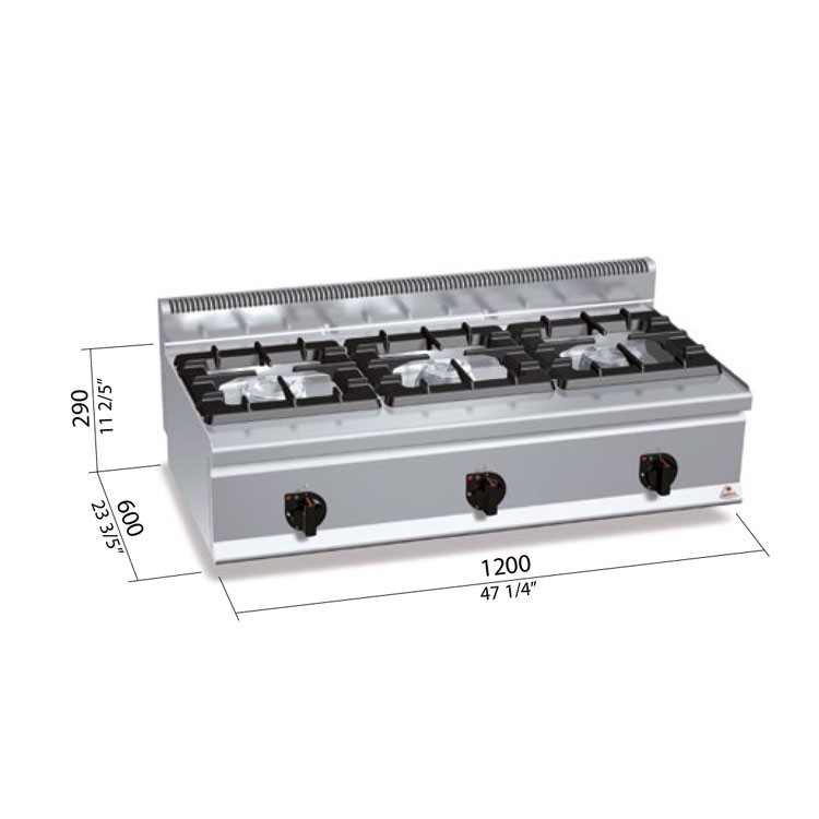 COCINA 3 FOGONES GAS FONDO 60 SOBREMESA