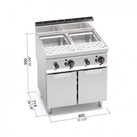 CUECE PASTAS GAS 2 CUBAS FONDO 70 MUEBLE