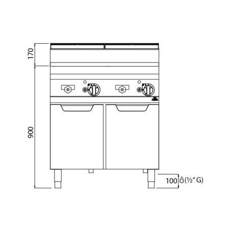 CUECE PASTAS GAS 2 CUBAS FONDO 70 MUEBLE