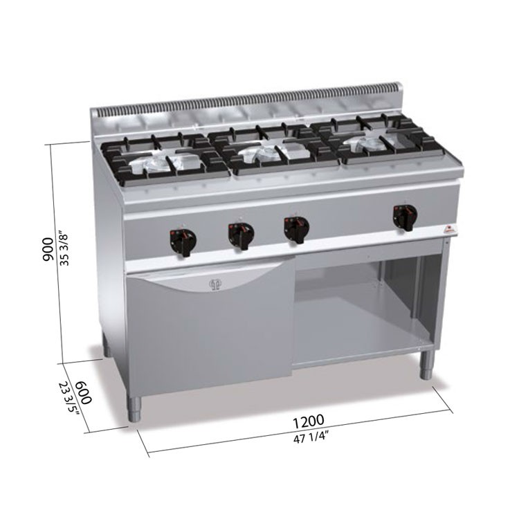 COCINA 3 FOGONES GAS FONDO 60 CON HORNO