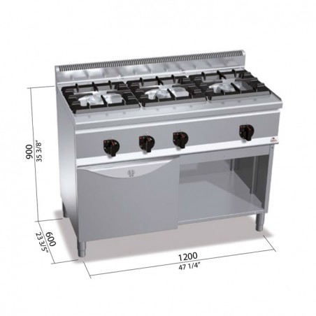 COCINA 3 FOGONES GAS FONDO 60 CON HORNO
