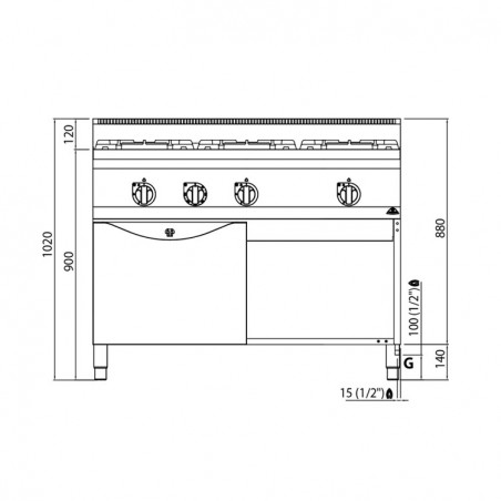 COCINA 3 FOGONES GAS FONDO 60 CON HORNO