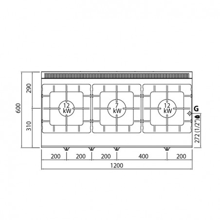 COCINA 3 FOGONES GAS FONDO 60 CON HORNO