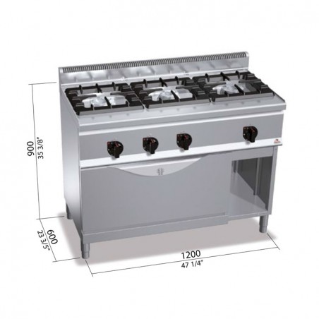 COCINA 3 FOGONES GAS FONDO 60 HORNO MAXI
