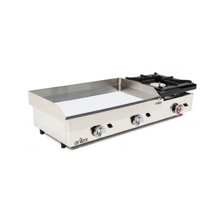 PLANCHA GAS ACERO 16MM 120X40 + CROMO + FOGÓN