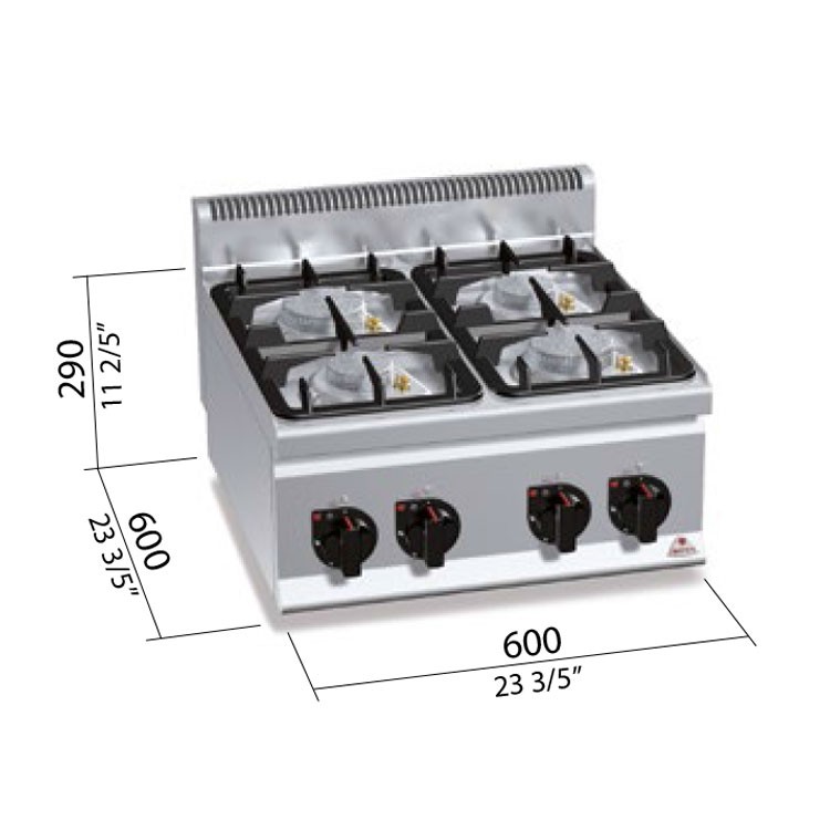 COCINA 4 FOGONES GAS FONDO 60 SOBREMESA