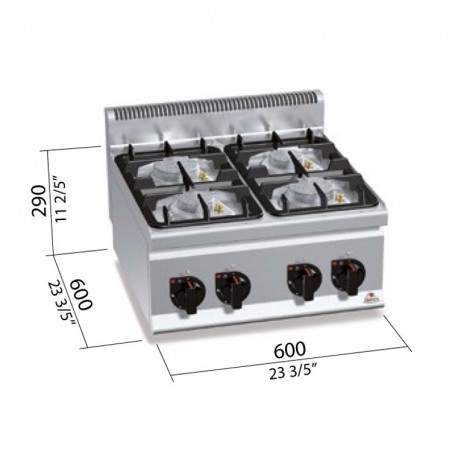 COCINA 4 FOGONES GAS FONDO 60 SOBREMESA