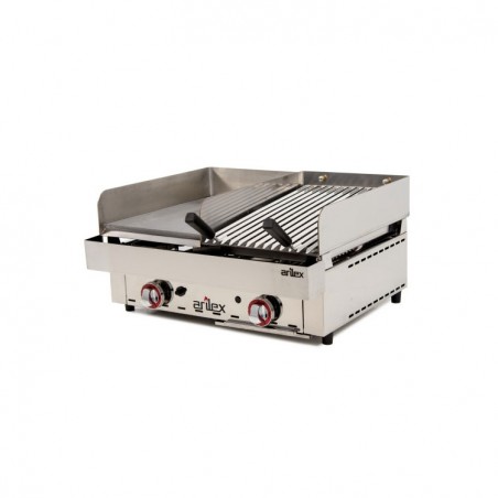 FRYTOP GAS 67X50 ACERO RECTIFI. 15MM + BARBACOA