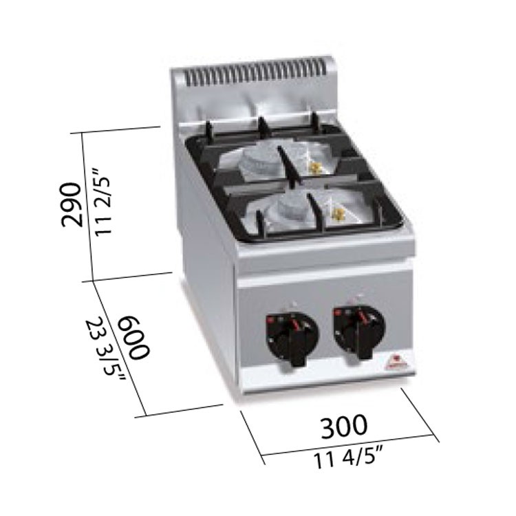COCINA 2 FOGONES GAS FONDO 60 SOBREMESA