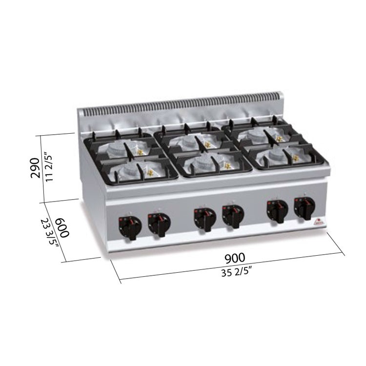 COCINA 6 FOGONES GAS FONDO 60 SOBREMESA