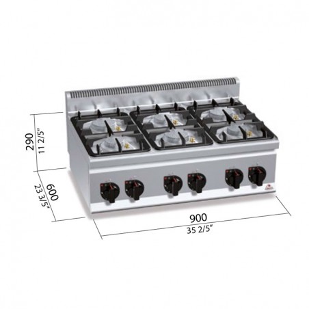 COCINA 6 FOGONES GAS FONDO 60 SOBREMESA