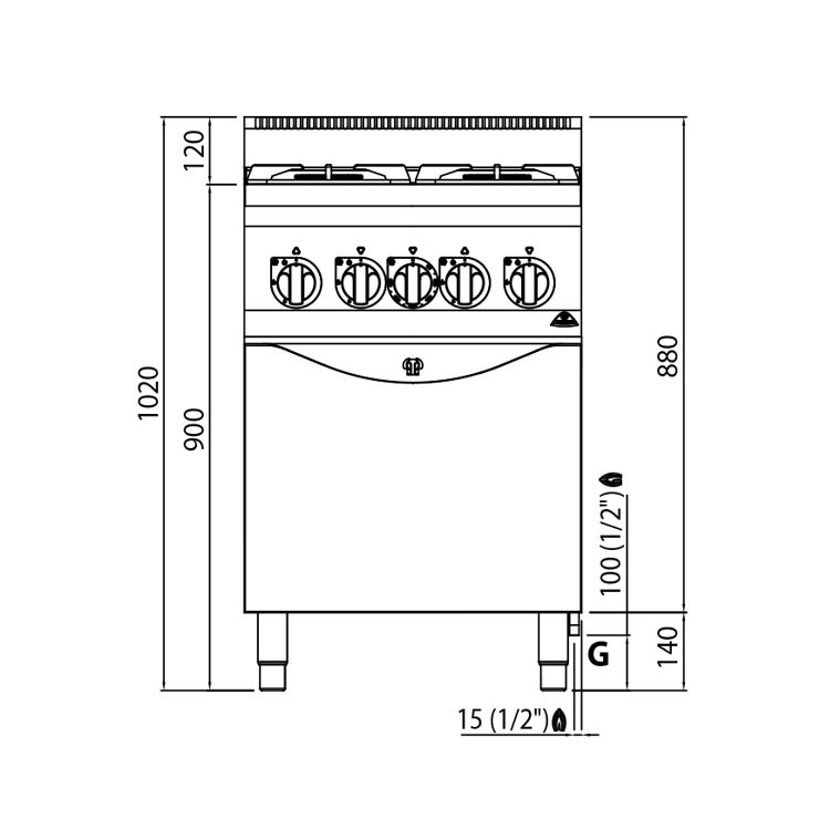 COCINA 4 FOGONES GAS FON. 60 HORNO ELÉCTRICO