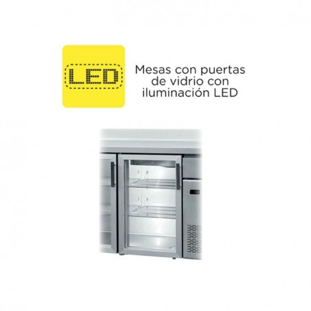 MESA REFRIGERADA CAJÓN + 4 PUERTAS CRISTAL F. 60
