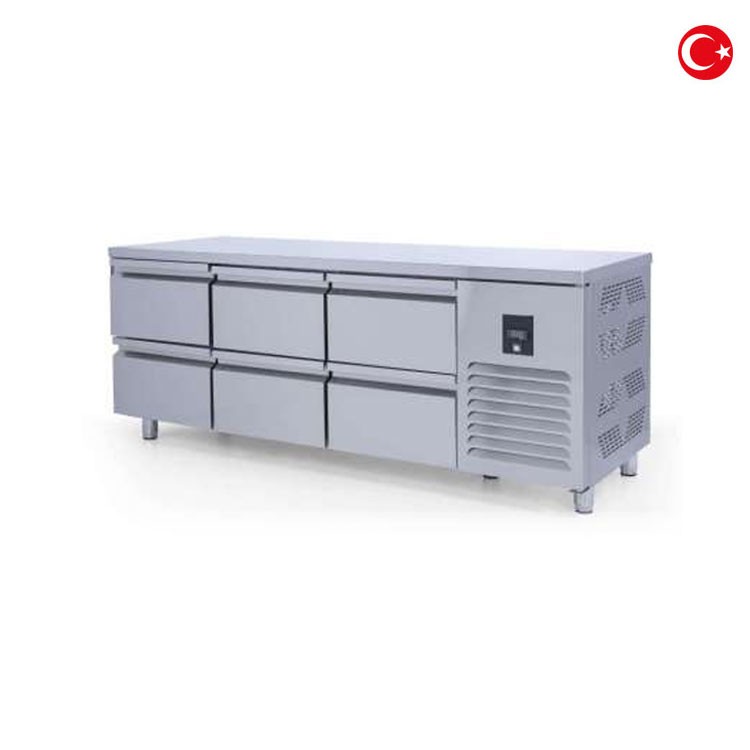 MESA REFRIGERADA 6 CAJONES FONDO 70CM
