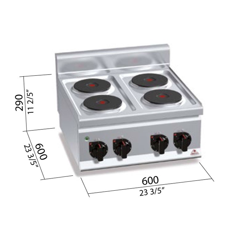 COCINA 4 FOGONES ELÉCTRICA FONDO 60 SOBREMESA