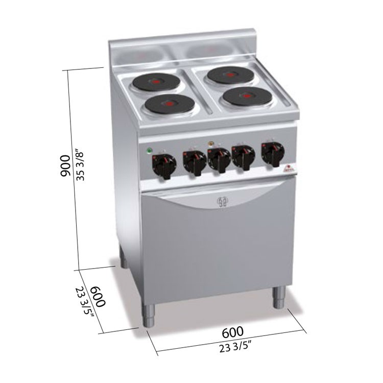 COCINA 4 FOGONES ELÉCTRICA FONDO 60 HORNO