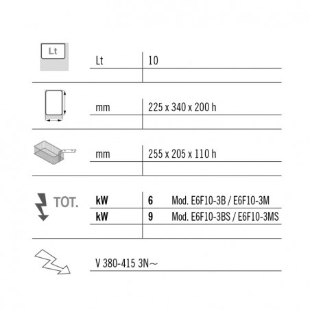 FREIDORA ELÉCTRICA 10L FONDO 60 SOBREMESA