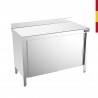 MESA ACERO INOX. PETO Y 2 ESTANTES FONDO 80 CM