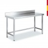 MESA ACERO INOX. PETO Y ESTANTE FONDO 90 CM