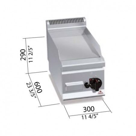 FRYTOP ACERO RECTIFICA. SOBREMESA GAS 300X600