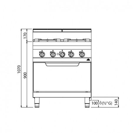 COCINA 4 FOGONES GAS HORNO G 2/1 FONDO 70