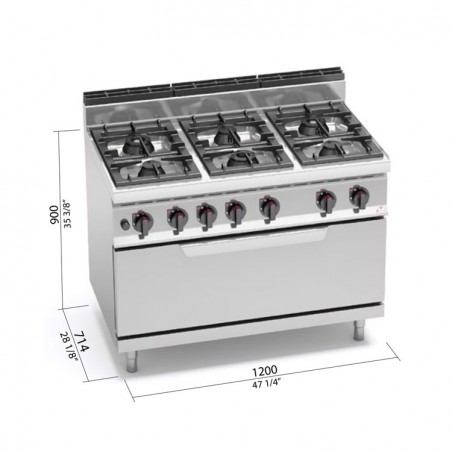 COCINA 6 FOGONES GAS HORNO MAXI FONDO 70