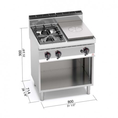 COCINA 2 FOGONES GAS Y PLACA RADIANTE FONDO 70