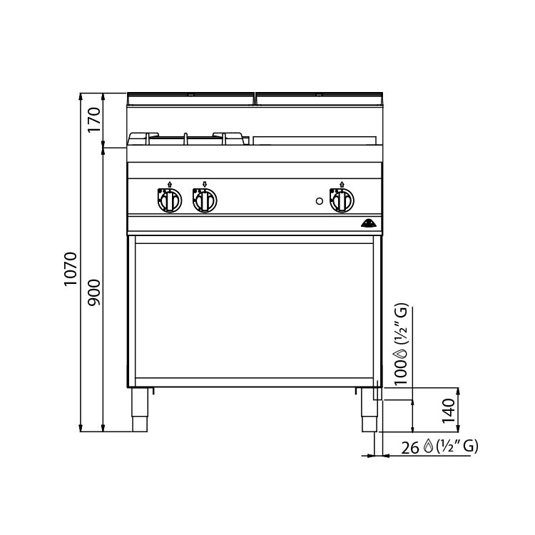 COCINA 2 FOGONES GAS Y PLACA RADIANTE FONDO 70