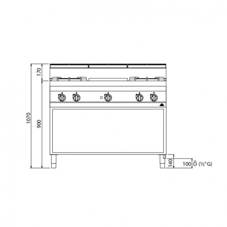 COCINA 4 FOGONES GAS Y PLACA RADIANTE FONDO 70
