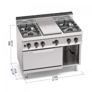 COCINA 4 FOGONES GAS, PLACA Y HORNO FONDO 70 2