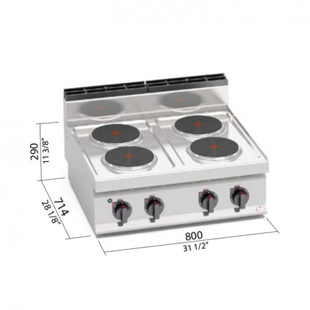COCINA 4 FOGONES F. 70 ELÉCTRICA SOBREMESA