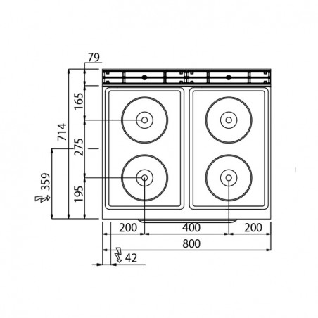 COCINA 4 FOGONES F. 70 ELÉCTRICA HORNO