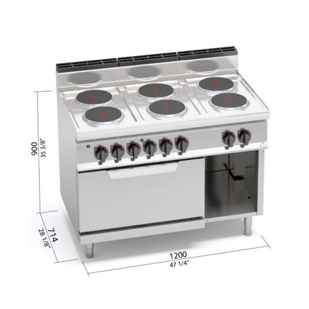COCINA 6 FOGONES F. 70 ELÉCTRICA HORNO