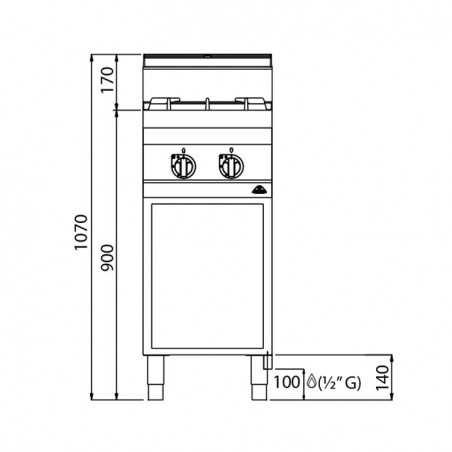 COCINA 2 FOGONES GAS MUEBLE FONDO 70