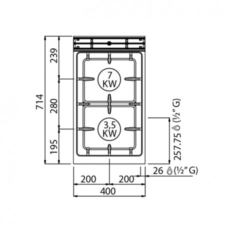 COCINA 2 FOGONES GAS MUEBLE FONDO 70