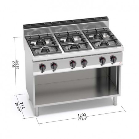 COCINA 6 FOGONES GAS MUEBLE FONDO 70